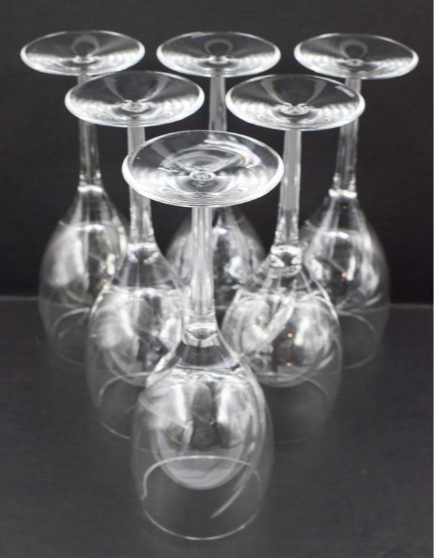 6 Waterford Cut Glass Water Goblets - Signed, Siren Pattern - 8