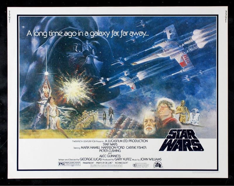 STAR WARS RARE ORIGINAL HALF SHEET MOVIE POSTER 1977~(22" x 28"): Industry: Movies,Object Type: Poster,Original/Reproduction: Original,Country of Origin: United States