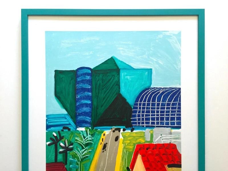 DAVID HOCKNEY RARE 1989 LITHOGRAPH PRINT FRAMED POSTER "HANCOCK ST. W HOLLYWOOD" - 2