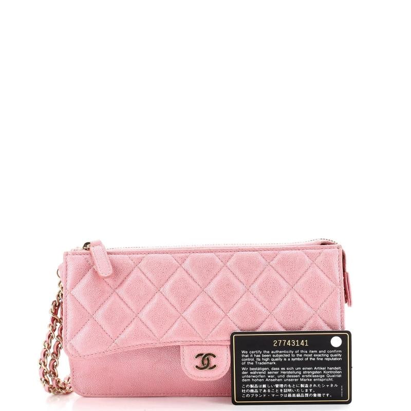 Chanel Classic Flap Zip Wristlet Pouch Quilted Iridescent Caviar - 2