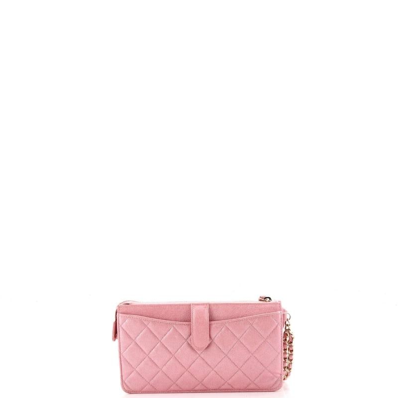 Chanel Classic Flap Zip Wristlet Pouch Quilted Iridescent Caviar - 4