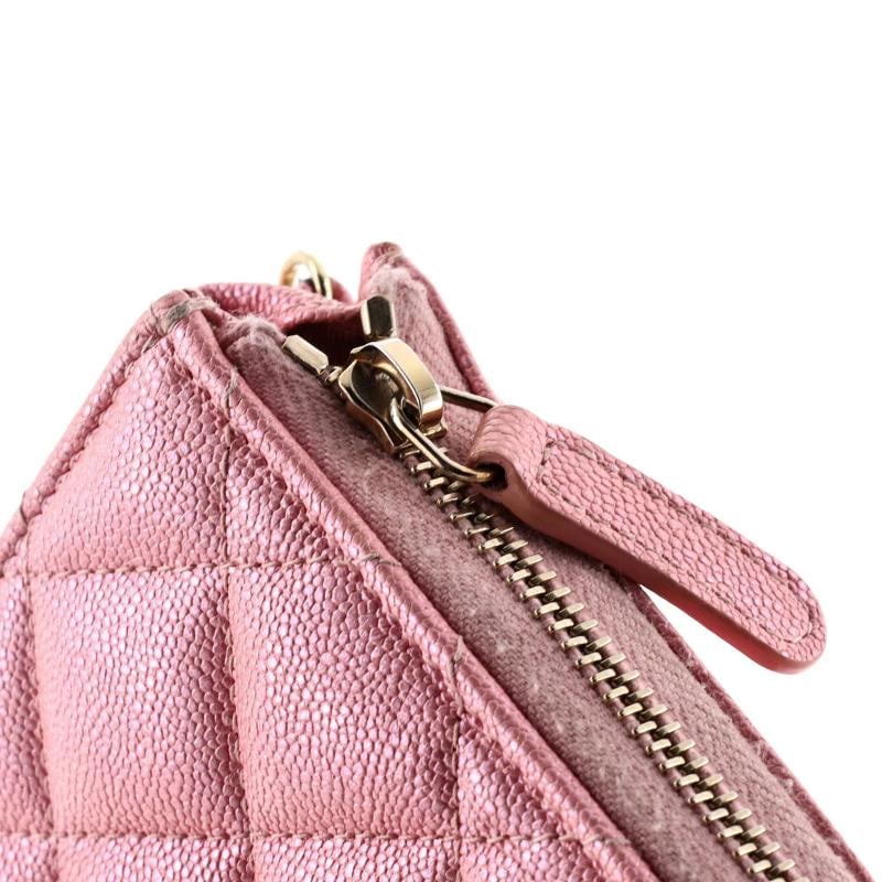 Chanel Classic Flap Zip Wristlet Pouch Quilted Iridescent Caviar - 7