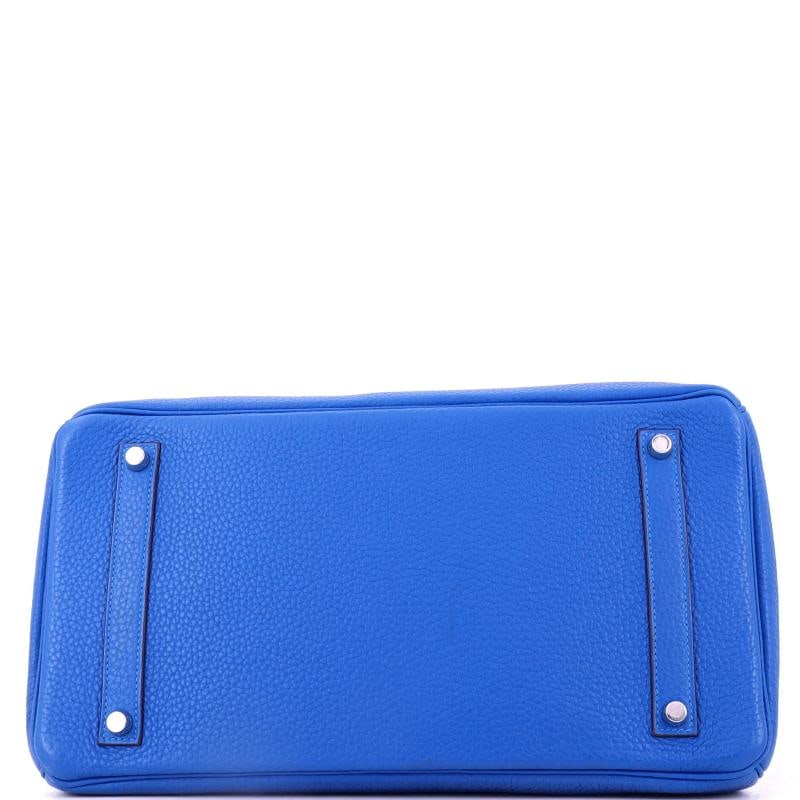 Hermes Birkin Handbag Blue Clemence with Palladium Hardware 35 - 5