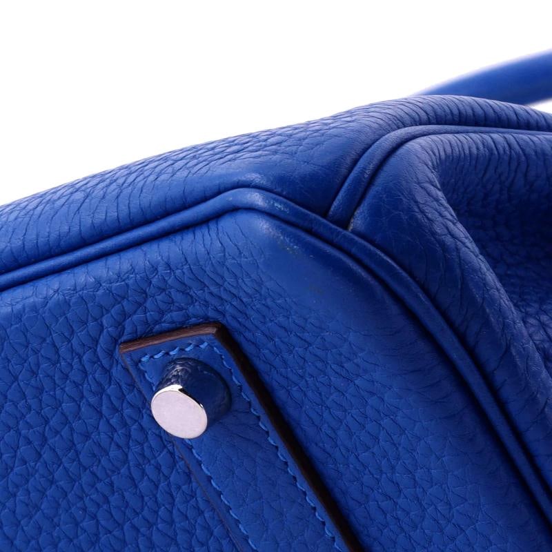 Hermes Birkin Handbag Blue Clemence with Palladium Hardware 35 - 8