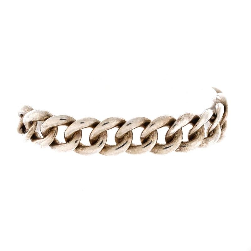 David Yurman Cable Buckle Curb Chain Bracelet Sterling Silver with Diamonds - 2