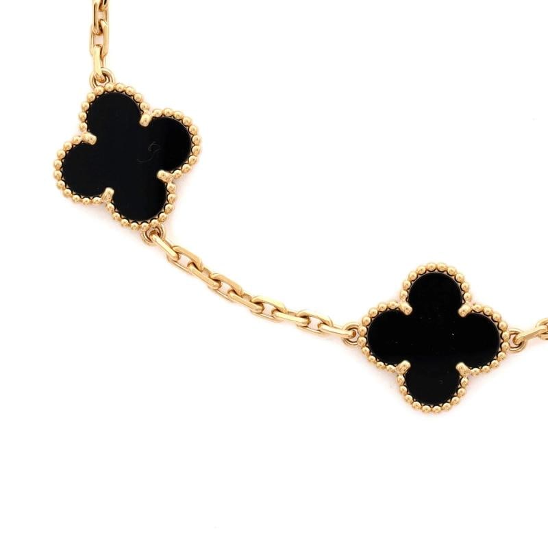 Van Cleef & Arpels Vintage Alhambra 5 Motifs Bracelet 18K Yellow Gold and Onyx - 3