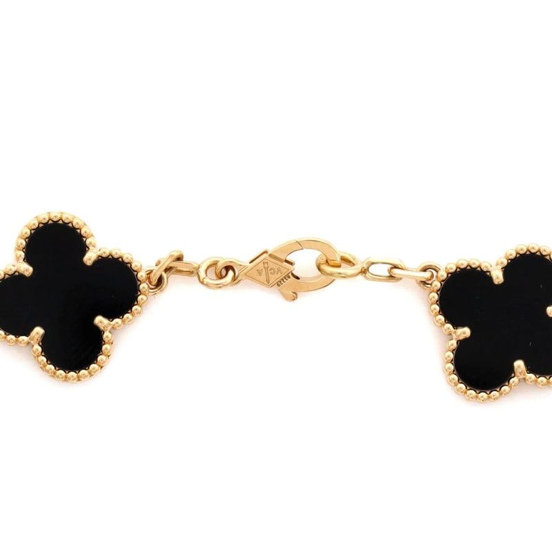 Van Cleef & Arpels Vintage Alhambra 5 Motifs Bracelet 18K Yellow Gold and Onyx - 4
