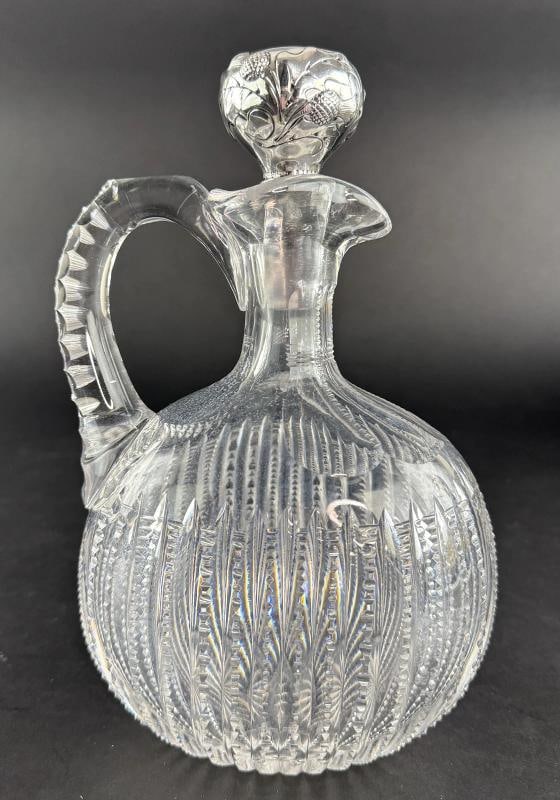 Elegant ABP Cut Glass Gorham Sterling Silver Thistle Scotch Whiskey Decanter - 3