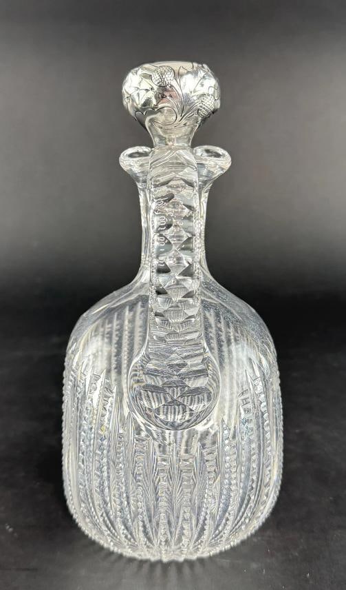 Elegant ABP Cut Glass Gorham Sterling Silver Thistle Scotch Whiskey Decanter - 4