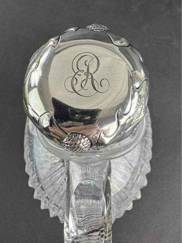Elegant ABP Cut Glass Gorham Sterling Silver Thistle Scotch Whiskey Decanter - 5