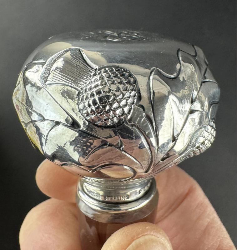Elegant ABP Cut Glass Gorham Sterling Silver Thistle Scotch Whiskey Decanter - 6