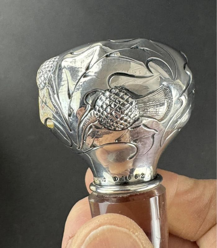 Elegant ABP Cut Glass Gorham Sterling Silver Thistle Scotch Whiskey Decanter - 7