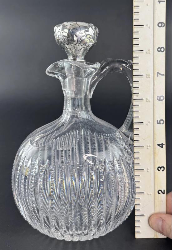 Elegant ABP Cut Glass Gorham Sterling Silver Thistle Scotch Whiskey Decanter - 9