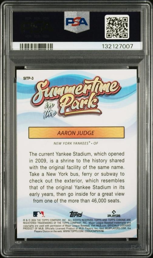 Aaron Judge Autographed 2024 Topps Chrome #SITP-3 Summertime in the Park PSA 10 - 3