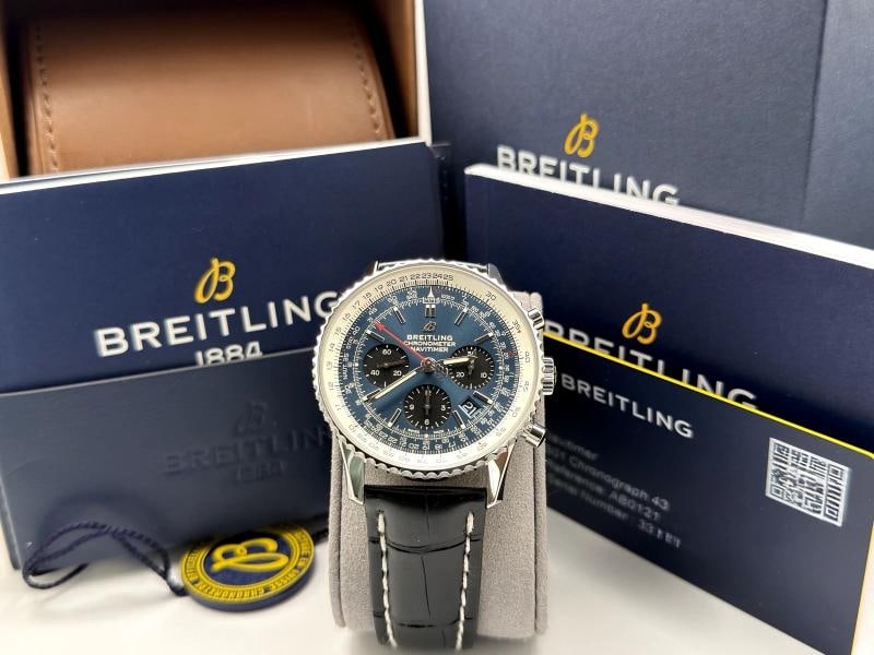 Breitling Navitimer B01 Chronograph AB0121 43mm Blue Dial Steel Box Paper - 13