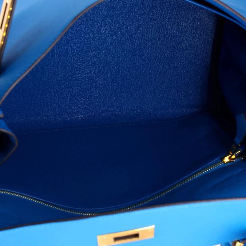 Hermes Kelly Handbag Blue Evercolor with Gold Hardware 28 - 5