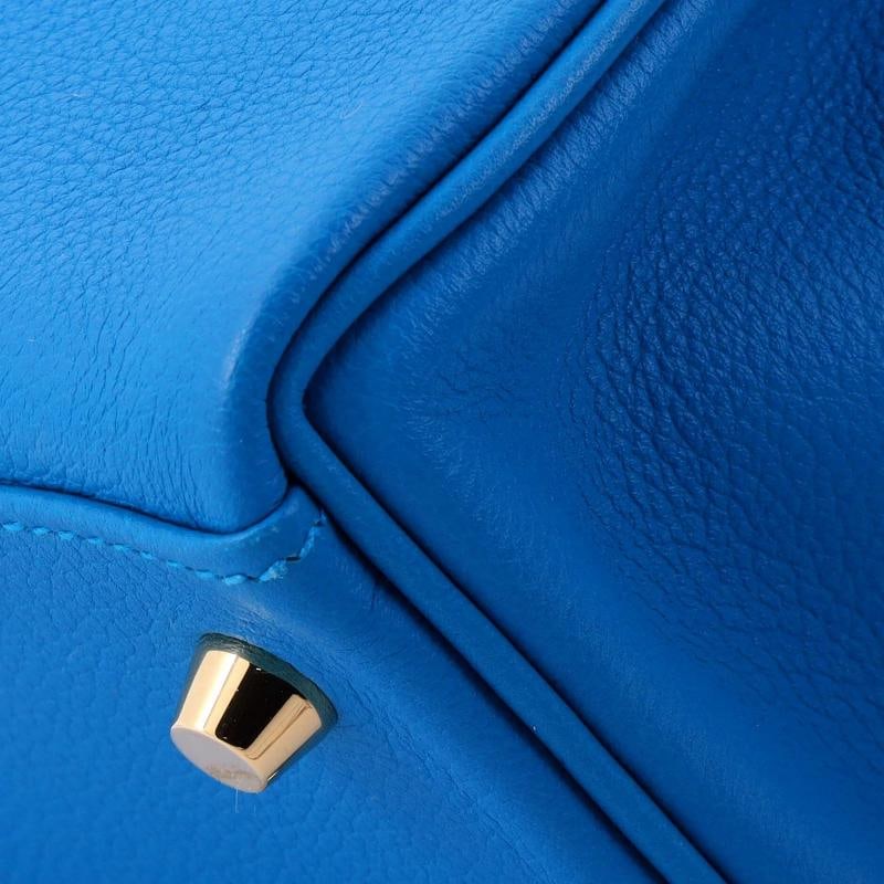 Hermes Kelly Handbag Blue Evercolor with Gold Hardware 28 - 8
