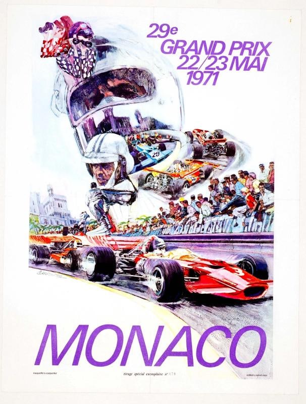 MONACO GRAND PRIX 1971 POSTER STEVE CARPENTER AUTHENTIC RACE EDITION #870 - 4
