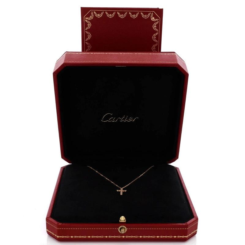 Cartier Cross Pendant Necklace 18K Rose Gold with Diamonds - 2