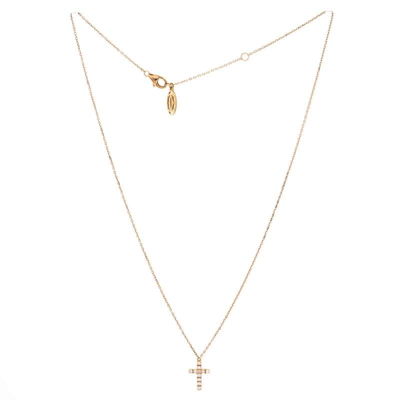 Cartier Cross Pendant Necklace 18K Rose Gold with Diamonds - 3