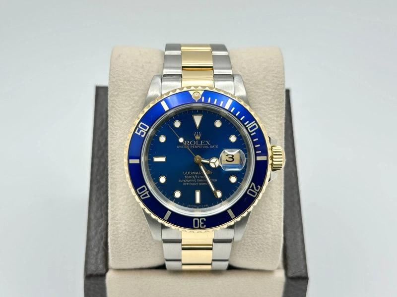 Rolex Submariner Blue 16613 40mm 18K Yellow Gold Stainless Steel - 2