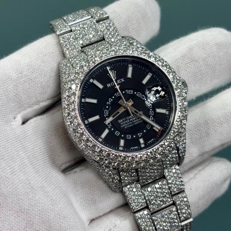 Rolex Sky Dweller 326934 42mm Iced Out Diamond Watch Case Bezel Band Steel - 2