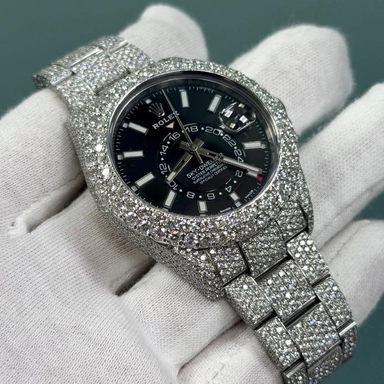 Rolex Sky Dweller 326934 42mm Iced Out Diamond Watch Case Bezel Band Steel - 4