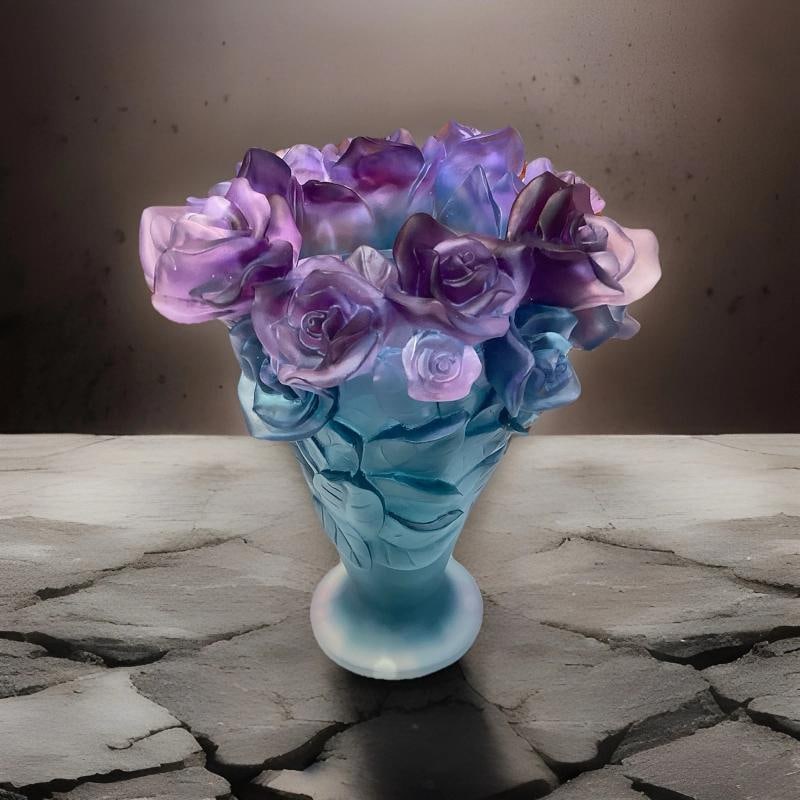 Xl Nancy Daum Style Blue Multi Rose Vase H9Ã¢â‚¬Â?W9Ã¢â - 9