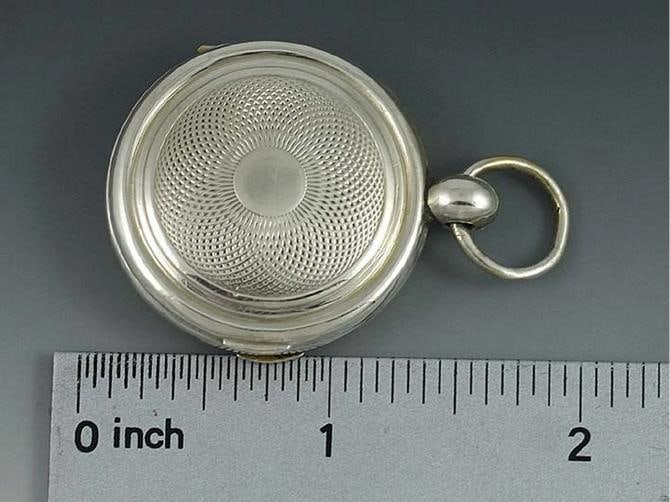 1834 English Sterling Silver Watch Case Form Vinaigrette Scent Box - 5