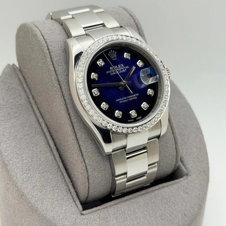 Rolex Datejust 116200 36mm Blue Vignette Diamond Dial Diamond Bezel Steel - 5