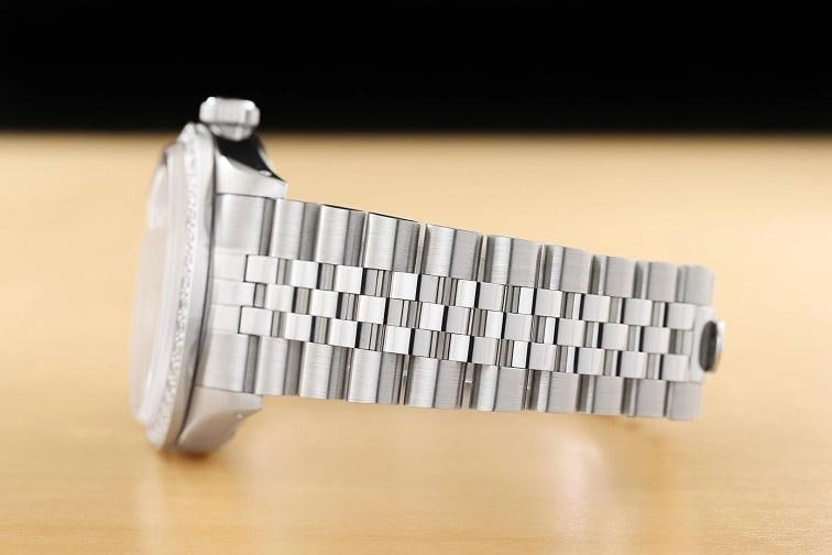 ROLEX MENS DATEJUST 16014 GRAY ROMAN DIAMOND 18K WHITE GOLD STEEL JUBILEE WATCH - 5
