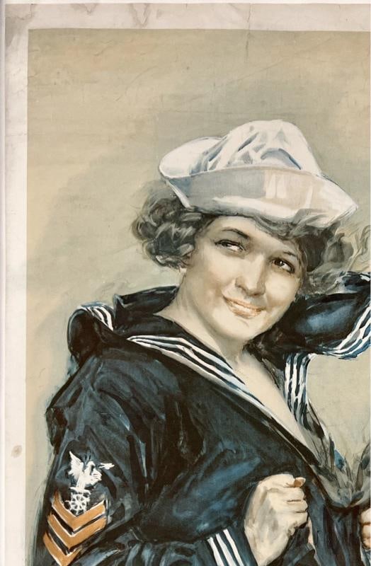 Original Vintage Poster GEE! I WISH I WERE A MAN JOIN THE NAVY WWI World War OL - 2