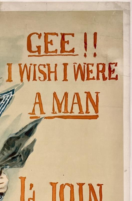 Original Vintage Poster GEE! I WISH I WERE A MAN JOIN THE NAVY WWI World War OL - 3