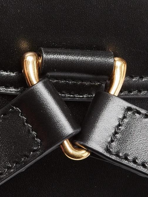 Gucci Black Smooth Leather Bamboo Handle Small Backpack Bag - 5