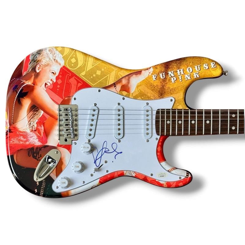 Pink Signed Guitar Custom Graphics JSA COA P!nk Funhouse Alecia Moore (1 of 3)