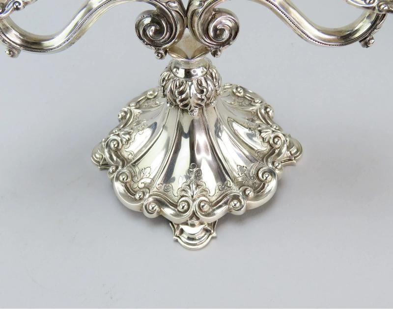 Beautiful Pair Portuguese 833 Silver 6 3/8" Low 2 Light Candelabra Candlesticks - 4