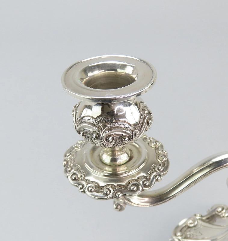 Beautiful Pair Portuguese 833 Silver 6 3/8" Low 2 Light Candelabra Candlesticks - 5