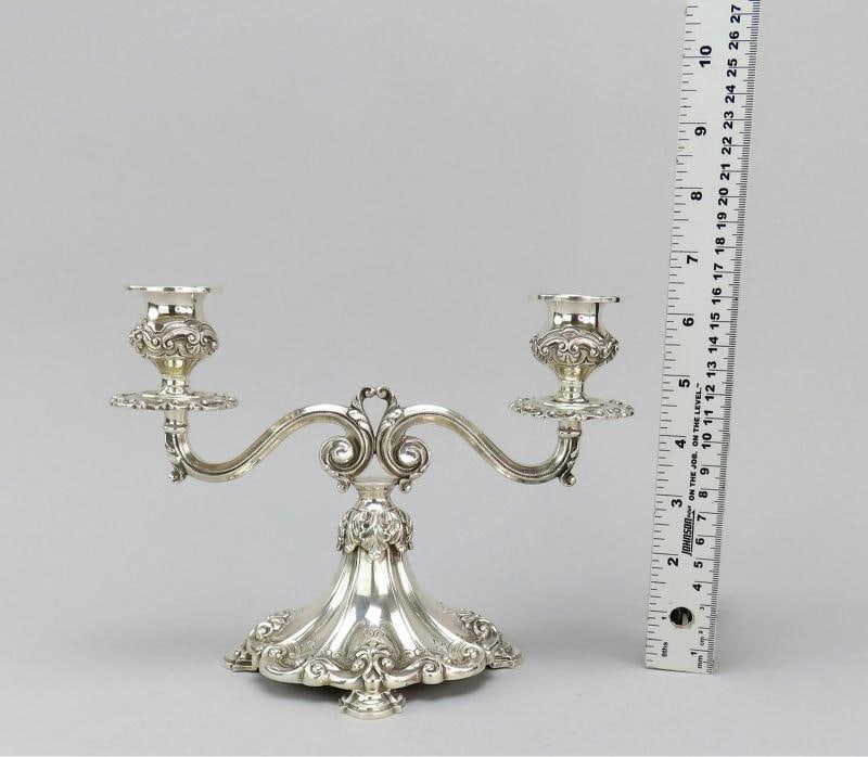 Beautiful Pair Portuguese 833 Silver 6 3/8" Low 2 Light Candelabra Candlesticks - 8