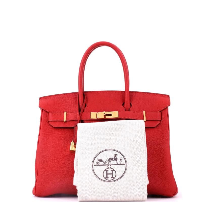 Hermes Birkin Handbag Red Togo with Gold Hardware 30 - 2