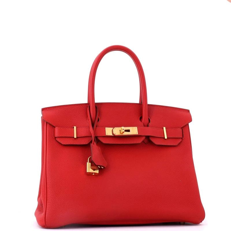 Hermes Birkin Handbag Red Togo with Gold Hardware 30 - 3
