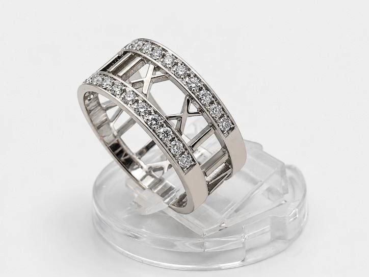 Tiffany & Co. Atlas Collection Band Ring 18k White Gold Diamonds 0.60 TCW Size 8 - 5