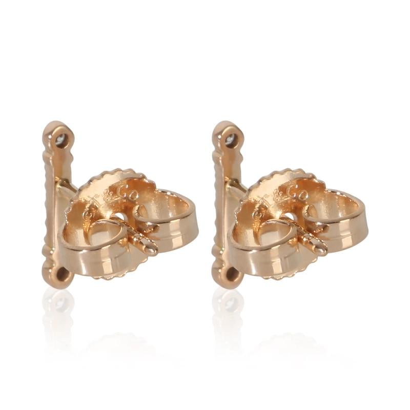 Tiffany & Co. Rose Gold Diamond Fluer De Lis Key Bar Earrings - 3