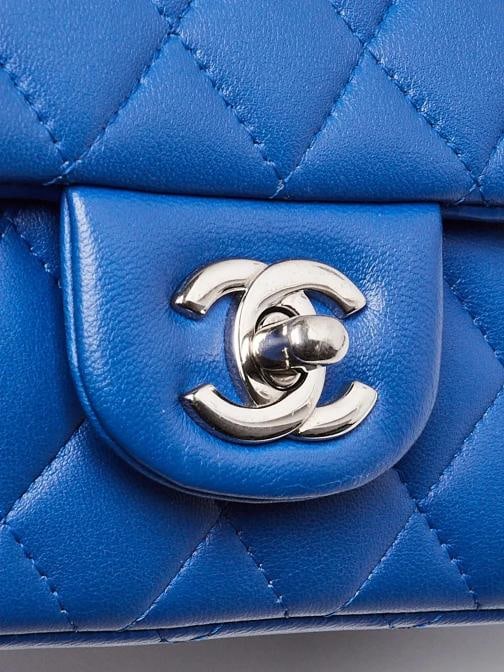 Chanel Blue Quilted Lambskin Leather Classic Square Mini Flap Bag - 5