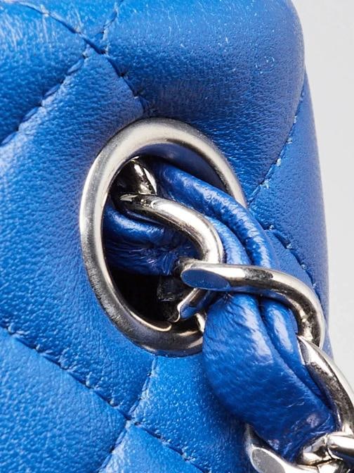 Chanel Blue Quilted Lambskin Leather Classic Square Mini Flap Bag - 6