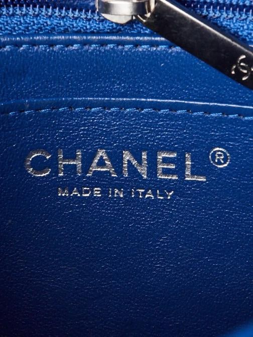 Chanel Blue Quilted Lambskin Leather Classic Square Mini Flap Bag - 8