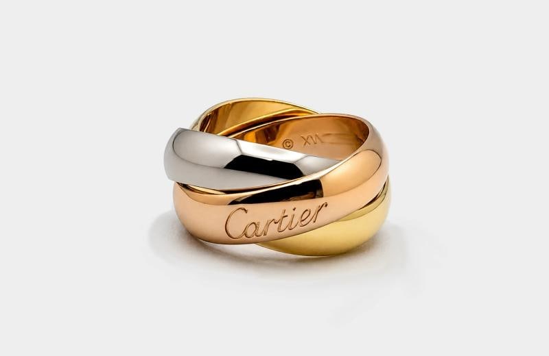 Cartier Trinity Classic Ring Large Model Tri Color 18k Gold COA Pouch - 3