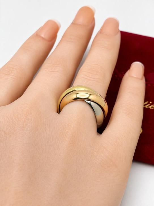 Cartier Trinity Classic Ring Large Model Tri Color 18k Gold COA Pouch - 7