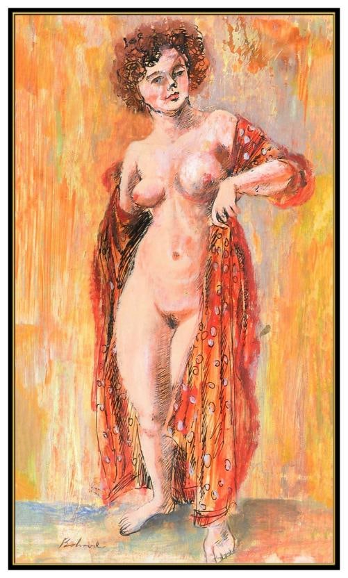 Aaron Bohrod Original Oil Painting On Board Nude Female Signed Framed Artwork - 2