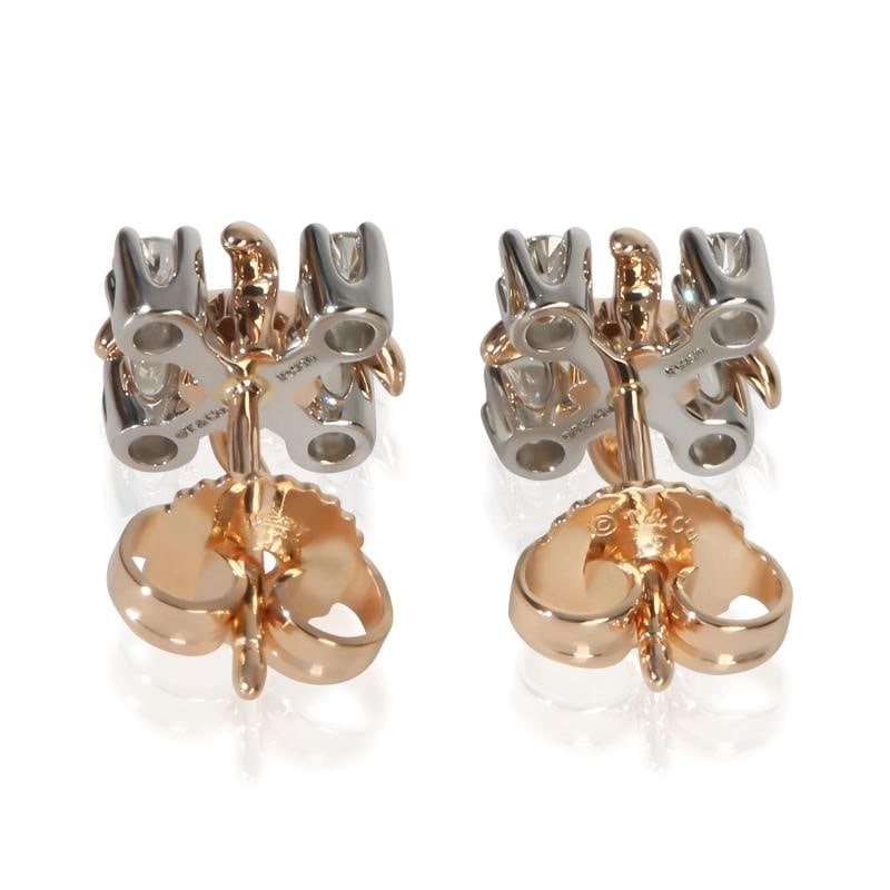 Tiffany & Co. Rose Gold & Platinum Diamond Sixteen Stone Earrings - 3