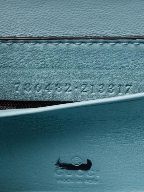 Gucci Light Blue Ostrich 1947 Mini Bamboo Top Handle Bag - 10